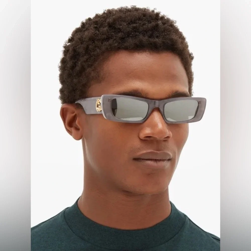 New 🔥🔥GUCCI Acetate Rectangular GG0516S Sunglasses Grey Gold